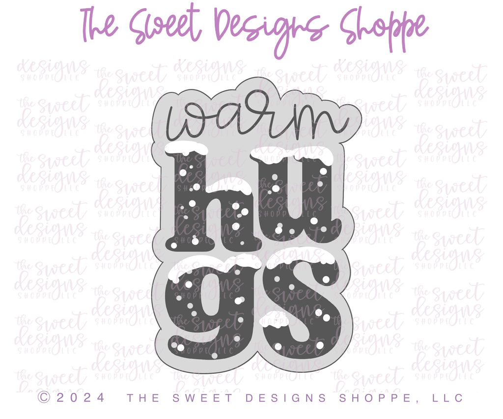 Cookie Cutters - Snowman Couple & warm hugs Plaque Cookie Cutter Set - Set of 3 - Cookie Cutters - The Sweet Designs Shoppe - TSDS - - ALL,Christmas,Christmas / Winter,Cookie Cutter,new,PLAQUES HANDLETTERING,Promocode,regular sets,set,STL