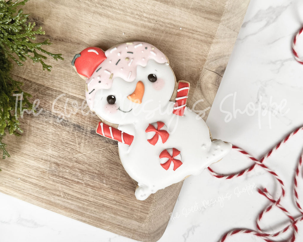 Cookie Cutters - Snowman Ice Cream - Cookie Cutter - The Sweet Designs Shoppe - - ALL, candycane, Christmas, Christmas / Winter, Christmas Cookies, cone, Cookie Cutter, Food, Food and Beverage, Food beverages, Frosty, icecream, Promocode, Sweet, Sweets