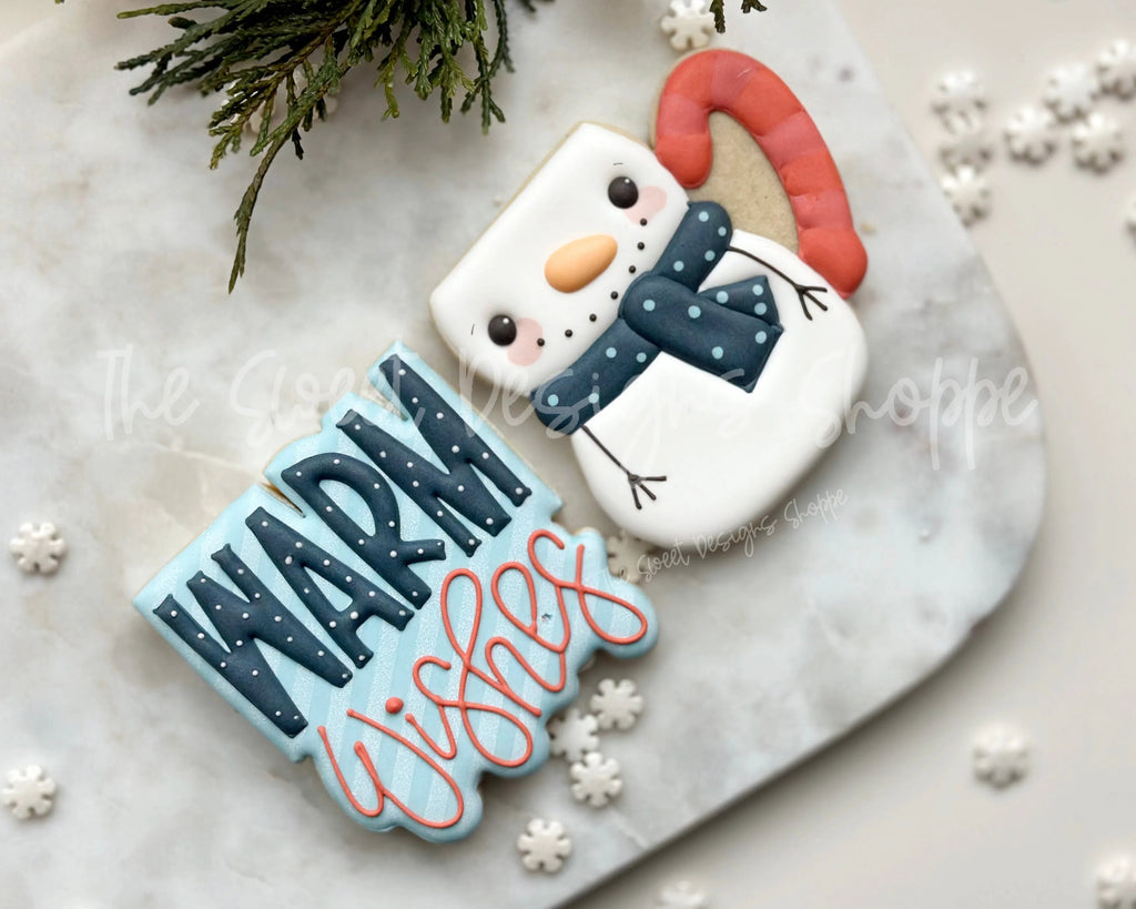 Cookie Cutters - Snowman Mug and Warm Wishes Plaque Cookie Cutters Set - 2 Piece Set - Cookie Cutters - Sweet Designs Shoppe - - ALL, Christmas, Christmas / Winter, Christmas Cookies, claus, clause, Cookie Cutter, Mrs Claus, MRS Clause, MrsClaus, MrsClausFace, Promocode, regular sets, Santa, Santa Claus, Santa Face, set, sets