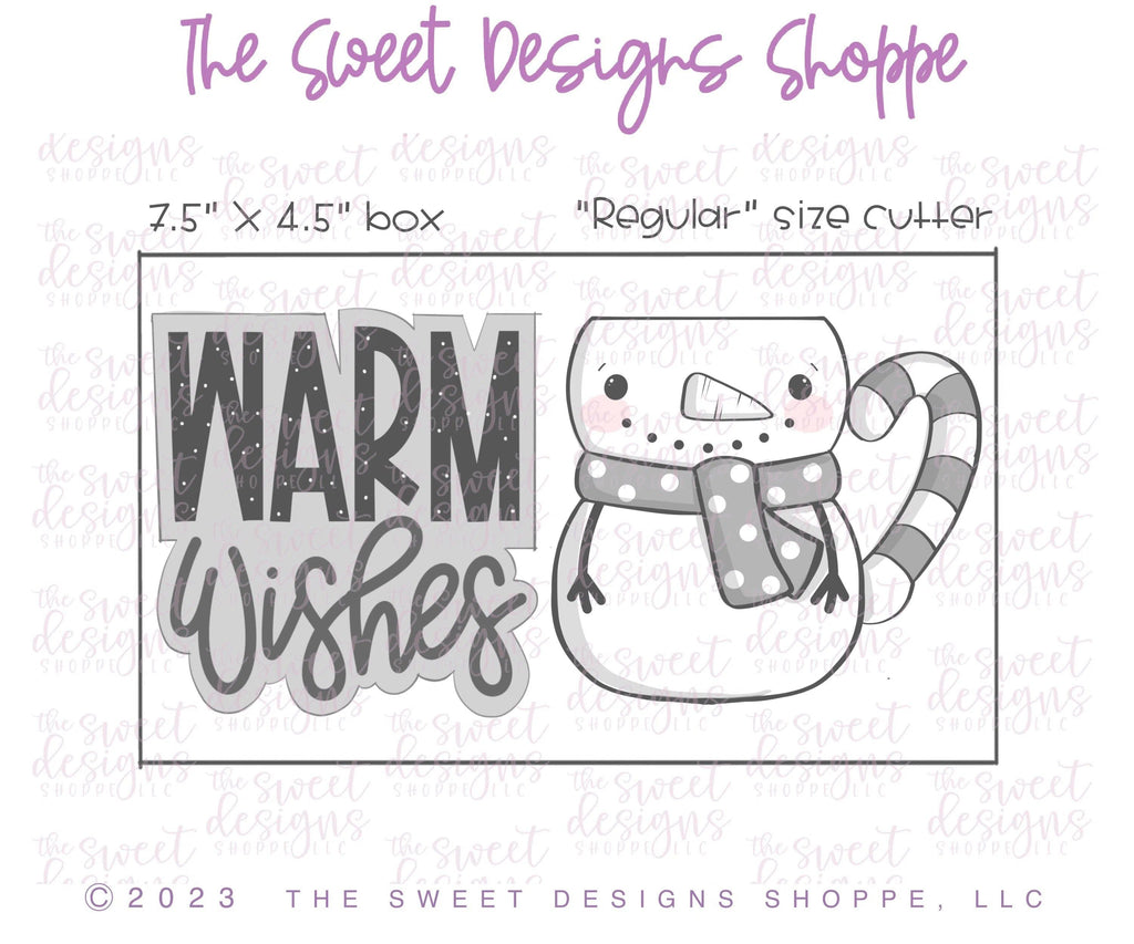 Cookie Cutters - Snowman Mug and Warm Wishes Plaque Cookie Cutters Set - 2 Piece Set - Cookie Cutters - The Sweet Designs Shoppe - TSDS - - ALL,Christmas,Christmas / Winter,Christmas Cookies,claus,clause,Cookie Cutter,Frosty,Mrs Claus,MRS Clause,MrsClaus,MrsClausFace,Promocode,regular sets,Santa,Santa Claus,Santa Face,set,sets,STL