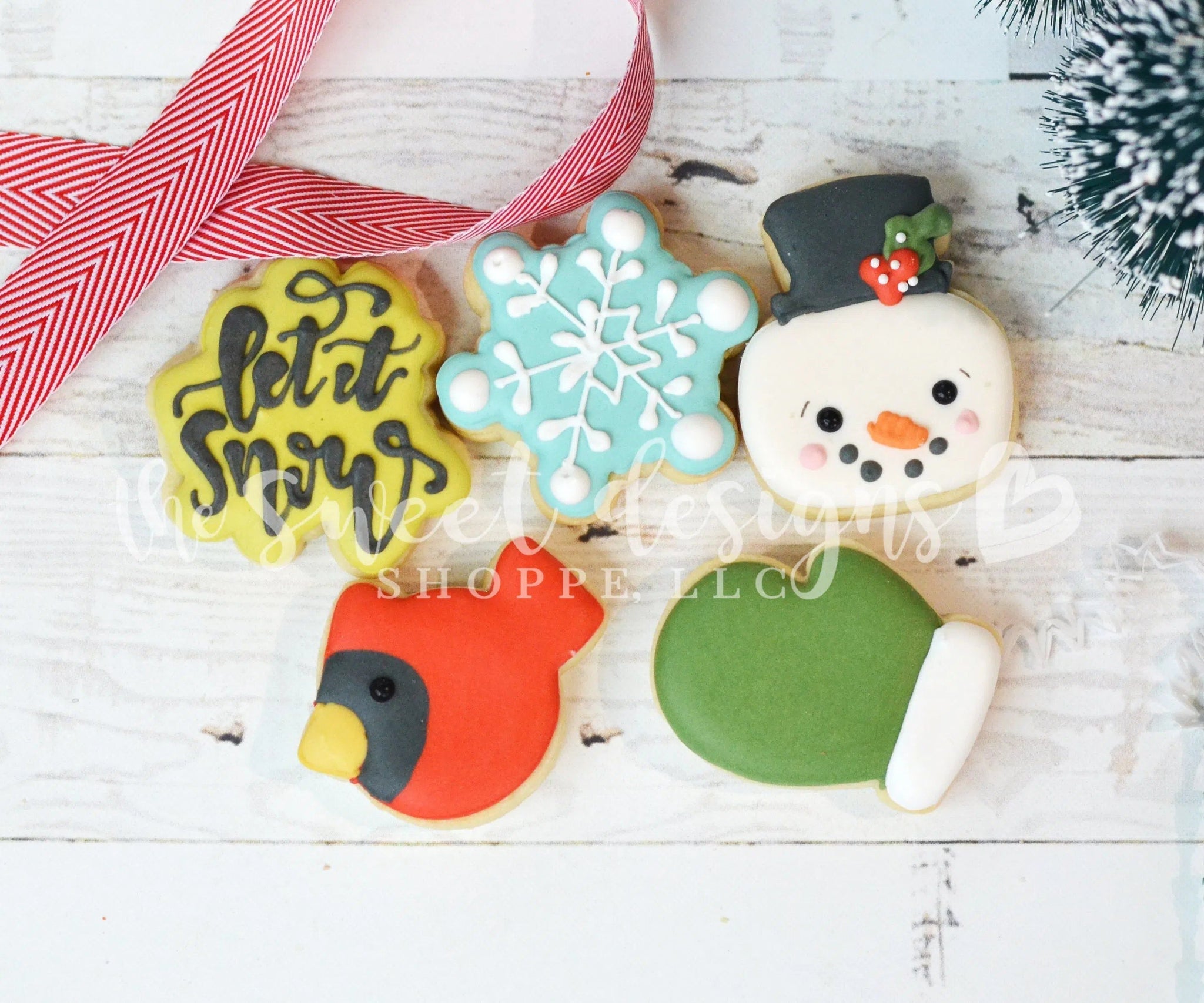 5 Sneeuwman Cookie Cutters - Christmas Cake Stamps RVS Cake Shape - Cookiestempel inclusief kerstboom, sneeuwpop, rendier, slee maken set voor kerstfeest Ytger