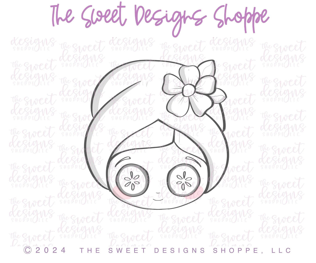 Cookie Cutters - Spa Girl with Flower - Cookie Cutter - The Sweet Designs Shoppe - - Accesories, ALL, Beauty, Cookie Cutter, Face, face spa, floral, Girl, head, MOM, mother, Mothers Day, Promocode, SPA