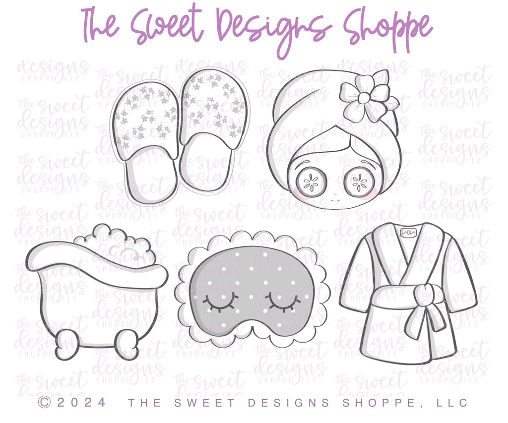 Cookie Cutters - Spa Set Cookie Cutters - Set of 5 - Cookie Cutters - The Sweet Designs Shoppe - TSDS - - Accesories,Accessories,accessory,ALL,Clothing / Accessories,Cookie Cutter,Girl,Mini Sets,MOM,mother,Mothers Day,Promocode,regular sets,set,spa,STL