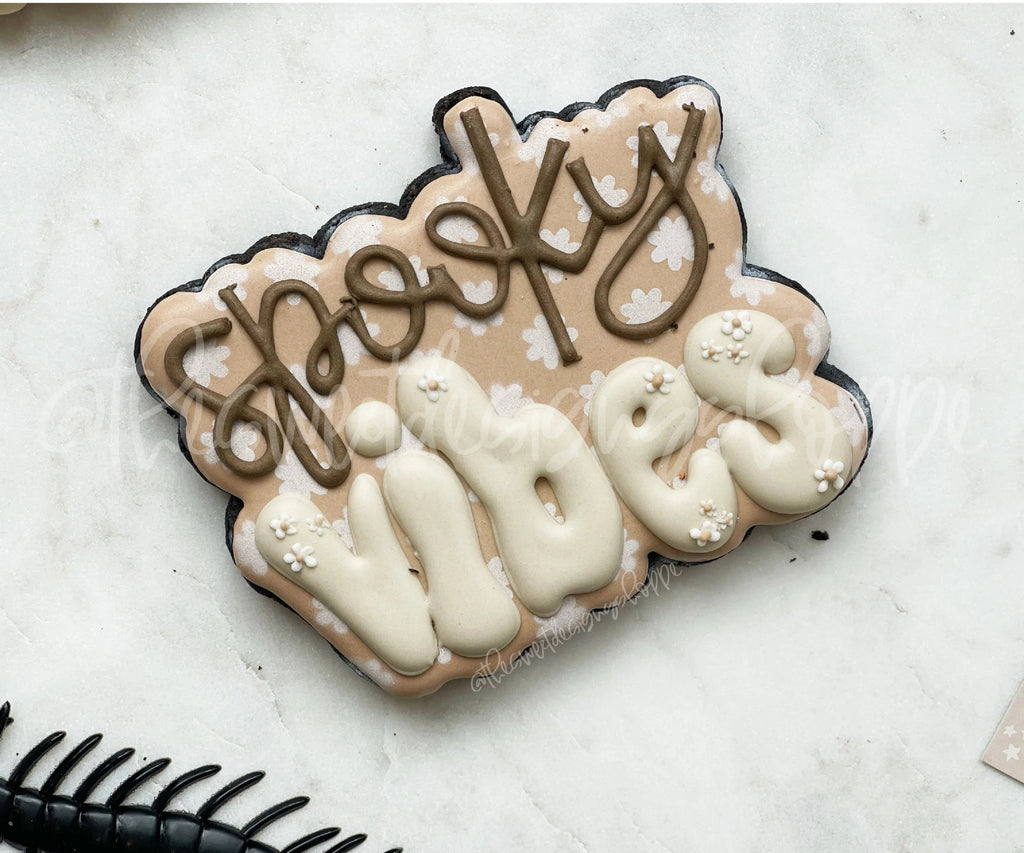 Cookie Cutters - Spooky VIBES Plaque - Cookie Cutter - Sweet Designs Shoppe - - ALL, Cookie Cutter, Fall / Halloween, halloween, handlettering, Plaque, Plaques, PLAQUES HANDLETTERING, Promocode