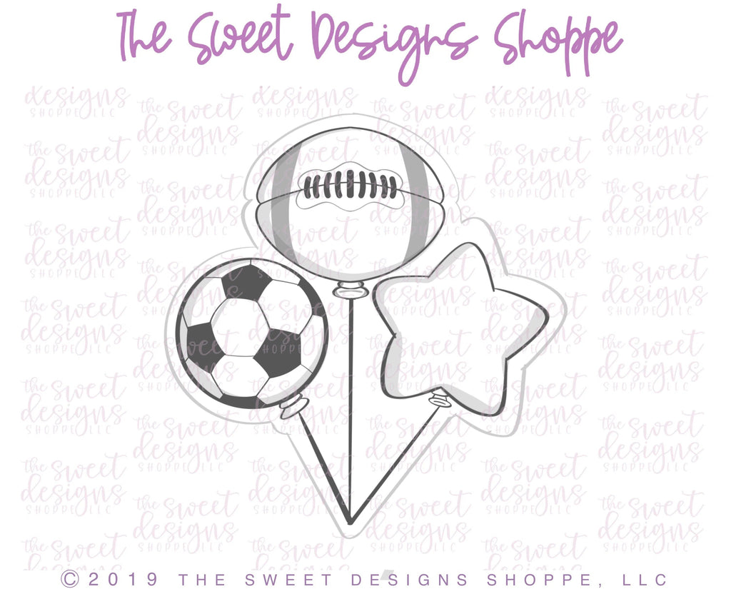 Cookie Cutters - Sport Balloons Plaque - Cookie Cutter - Sweet Designs Shoppe - - ALL, ball, baseball, Birthday, Cookie Cutter, happybirthdday, Plaque, Plaques, PLAQUES HANDLETTERING, Promocode, Sign, sport, sports