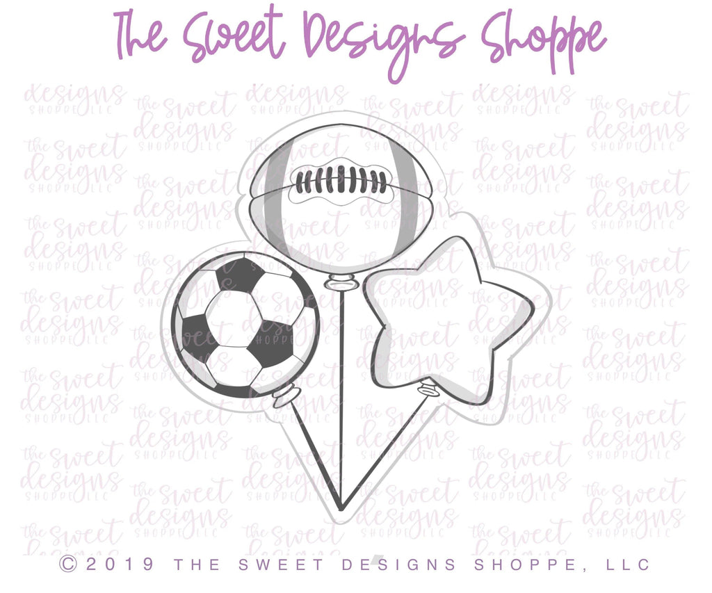 Cookie Cutters - Sport Balloons Plaque - Cookie Cutter - The Sweet Designs Shoppe - - ALL, ball, baseball, Birthday, Cookie Cutter, happybirthdday, Plaque, Plaques, PLAQUES HANDLETTERING, Promocode, Sign, sport, sports