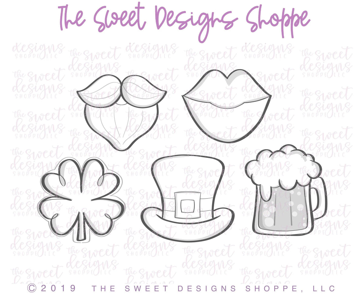 Cookie Cutters - St Patrick's Set Two - Set of 5 - Cookie Cutters - The Sweet Designs Shoppe - TSDS - - ALL,Cookie Cutter,Holiday,Love,Mini Sets,patrick,patrick's,Promocode,set,St paddy,ST PATRICK,St Patrick’s Day,St. Pat,St. Patricks,STL