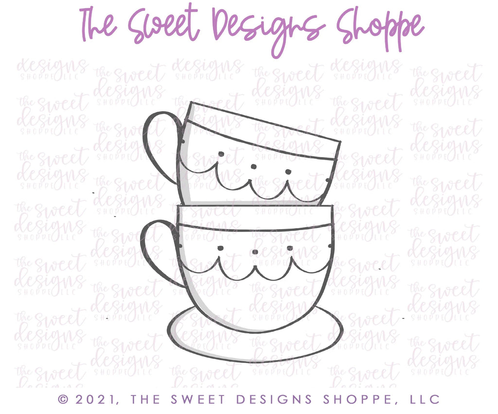 Cookie Cutters - Stacked Tea Cups - Cookie Cutter - Sweet Designs Shoppe - - ALL, beverage, Cookie Cutter, Food, Food & Beverages, Food and Beverage, MOM, mother, Mothers Day, Promocode, tea