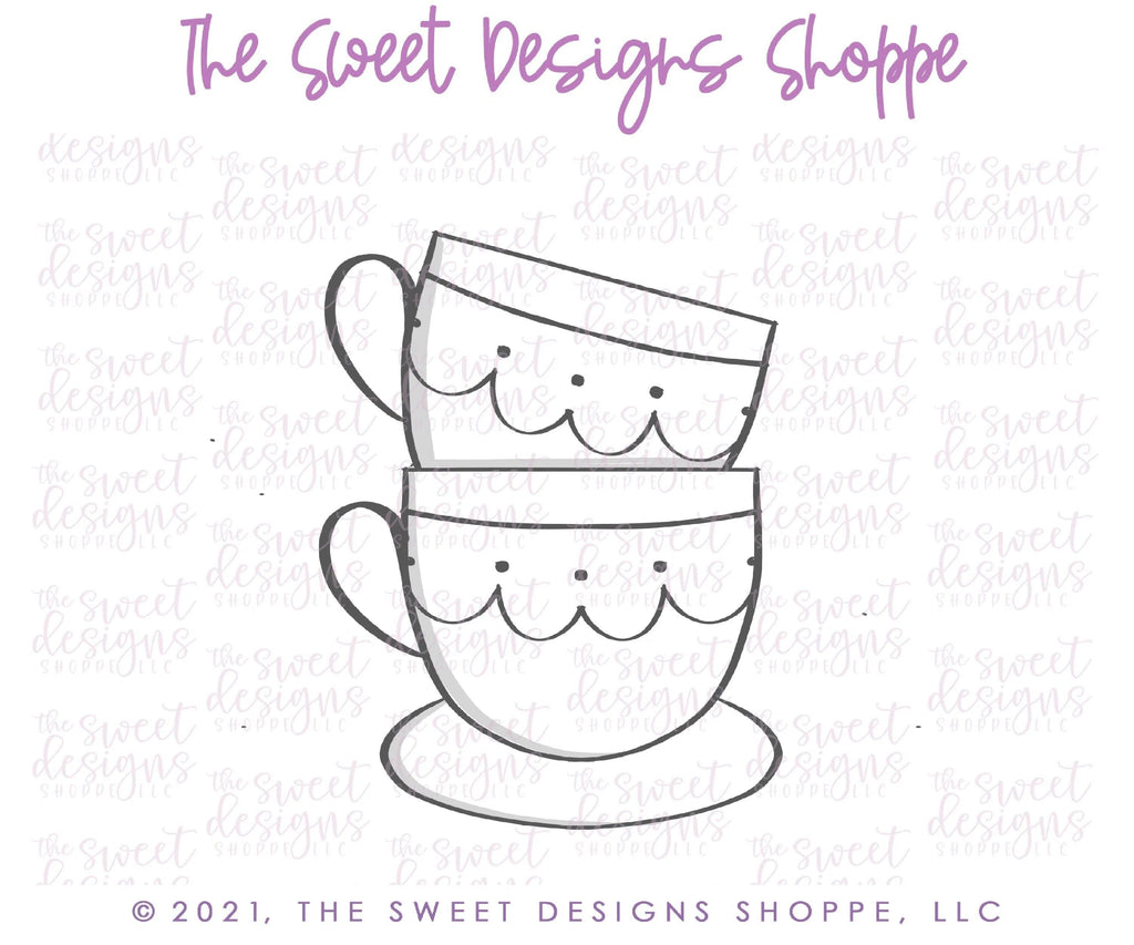 Cookie Cutters - Stacked Tea Cups - Cookie Cutter - The Sweet Designs Shoppe - - ALL, beverage, Cookie Cutter, Food, Food & Beverages, Food and Beverage, MOM, mother, Mothers Day, Promocode, tea