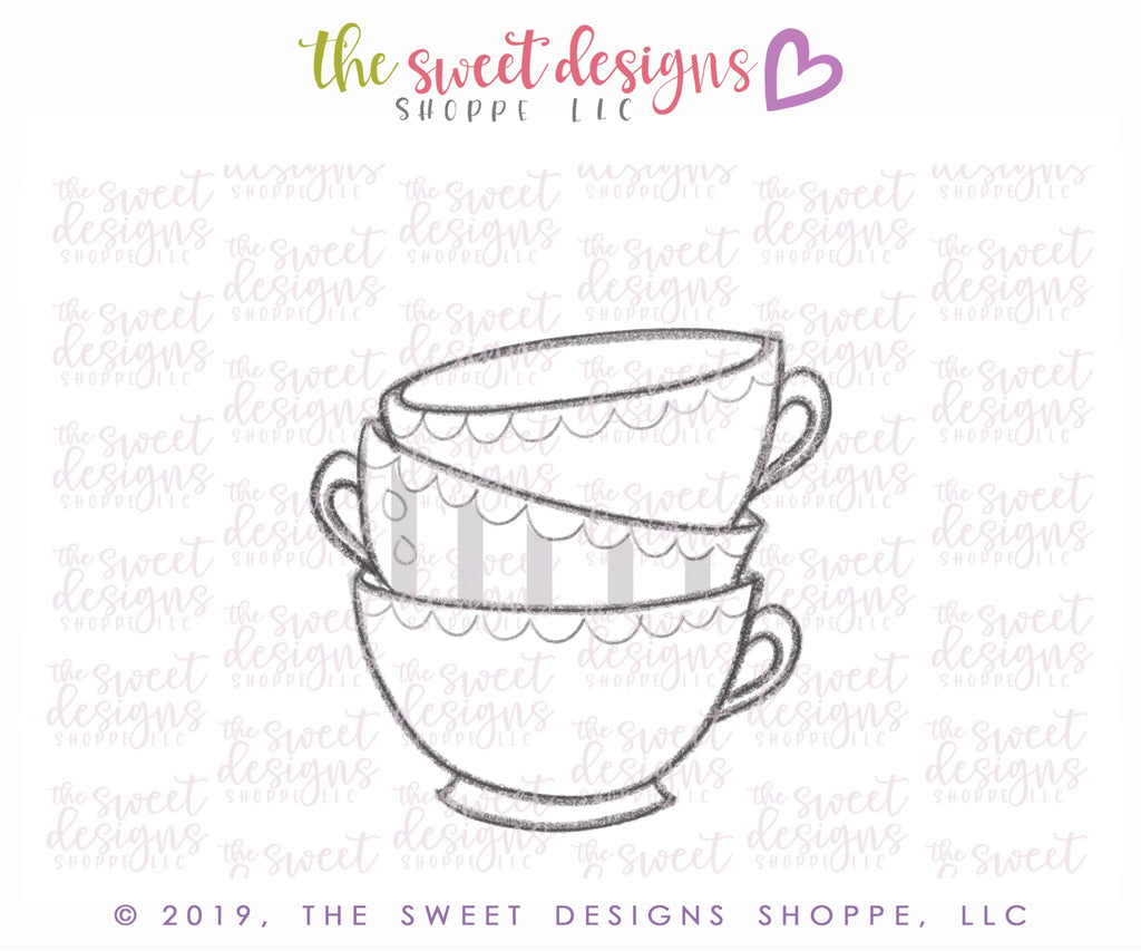 Cookie Cutters - Stacked Teacups - Cookie Cutter - Sweet Designs Shoppe - - 2019, ALL, beverage, Cookie Cutter, Food, Food & Beverages, Food and Beverage, MOM, mother, mothers DAY, Promocode, tea