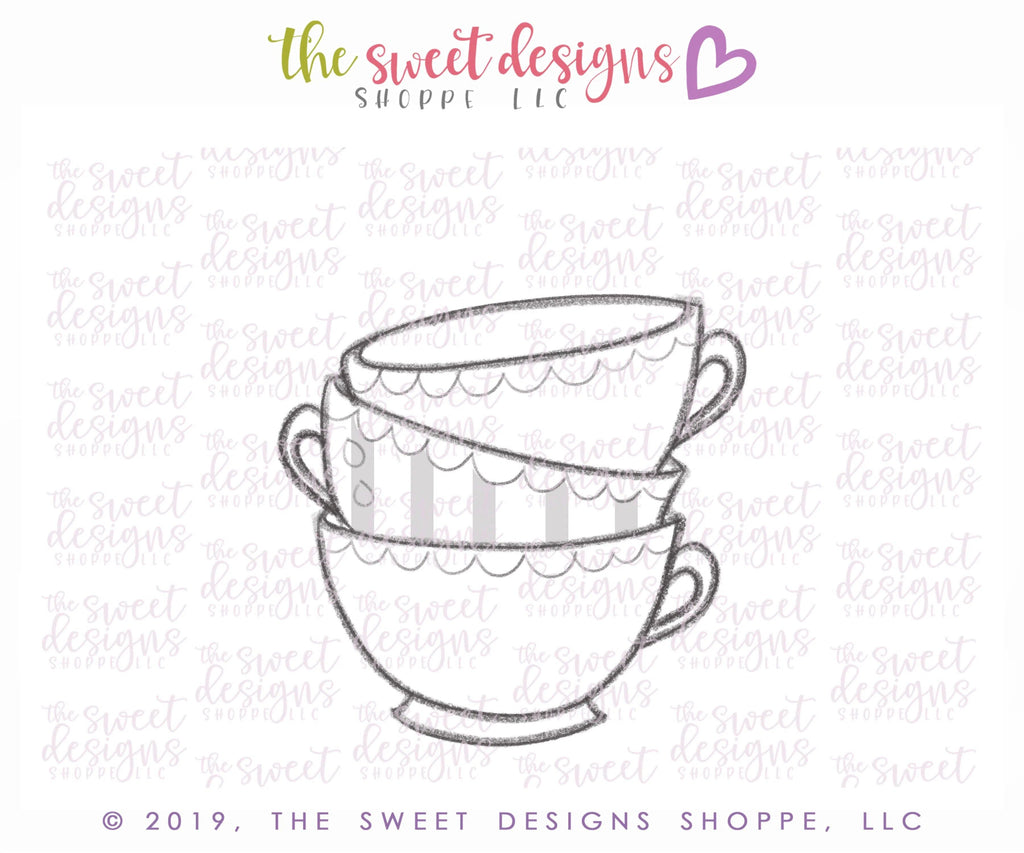 Cookie Cutters - Stacked Teacups - Cookie Cutter - The Sweet Designs Shoppe - - 2019, ALL, beverage, Cookie Cutter, Food, Food & Beverages, Food and Beverage, MOM, mother, mothers DAY, Promocode, tea