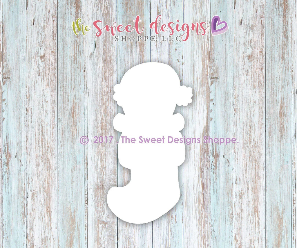 Cookie Cutters - Stocking with Ginger Santa v2- Cookie Cutter - The Sweet Designs Shoppe - - ALL, Christmas, Christmas / Winter, Clothing / Accessories, Cookie Cutter, Food, Food & Beverages, Ginger boy, Ginger bread, Ginger girl, gingerbread, Promocode, Snow, Winter