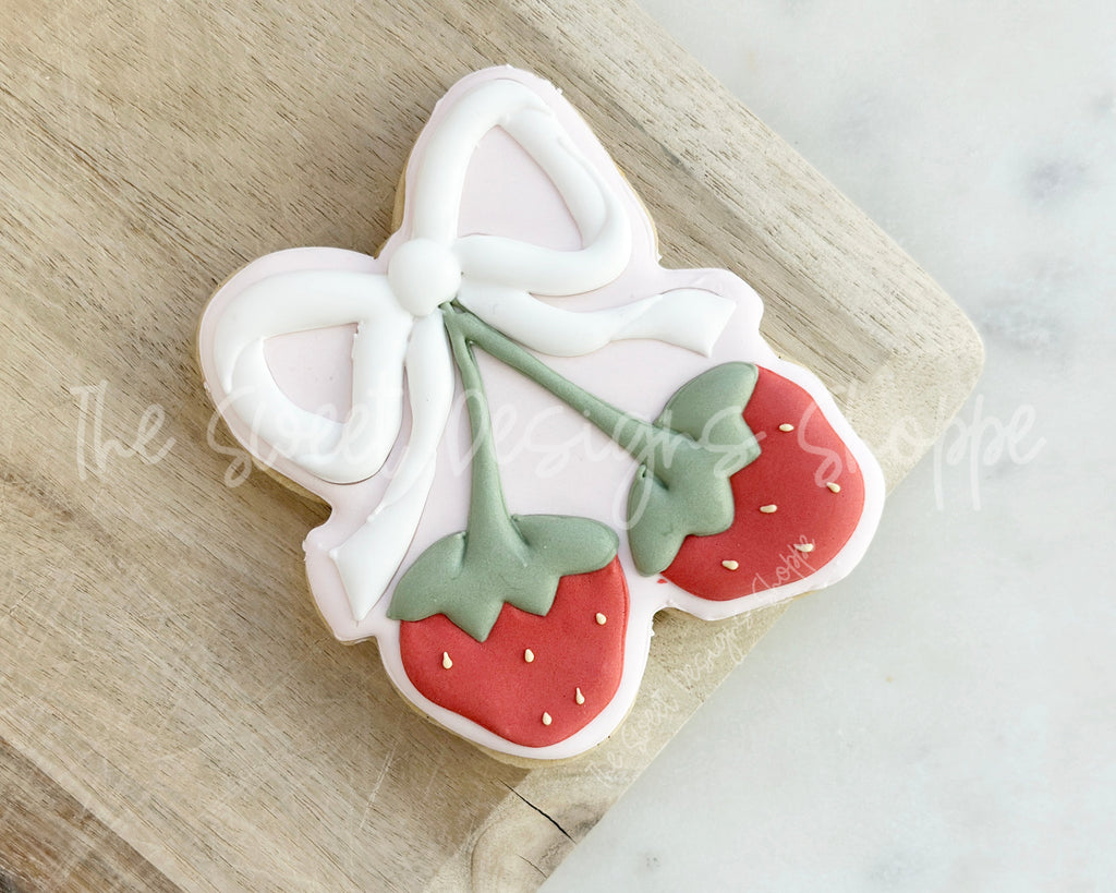 Cookie Cutters - Strawberries with Bow - Cookie Cutter - The Sweet Designs Shoppe - - ALL, chunky, Cookie Cutter, Fruits and Vegetables, new, Promocode, STL, Strawberry, valentine, Valentines