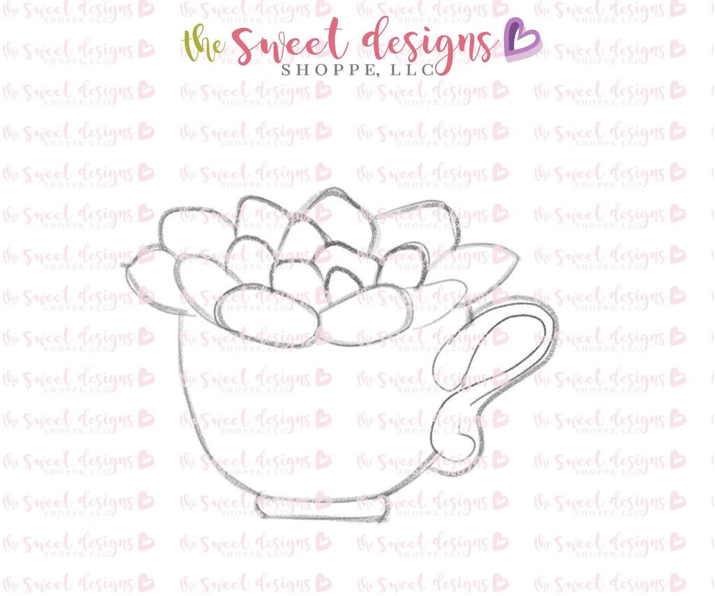 Cookie Cutters - Succulent in a Tea Cup - Cookie Cutter - Sweet Designs Shoppe - - ALL, Cookie Cutter, flowers, mother, mothers DAY, nature, Plants, Promocode