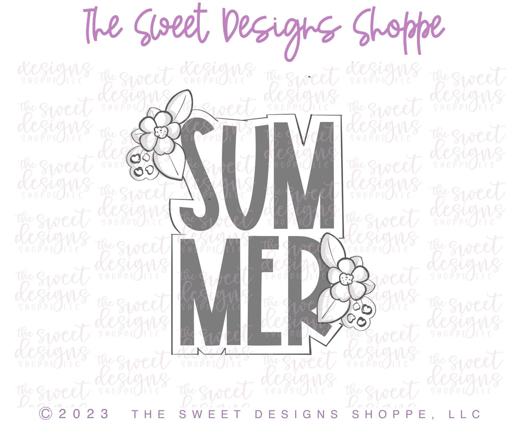 Cookie Cutters - Summer Floral Plaque - Cookie Cutter - Sweet Designs Shoppe - - ALL, Cookie Cutter, Plaque, Plaques, PLAQUES HANDLETTERING, Promocode, Summer, summer plaque
