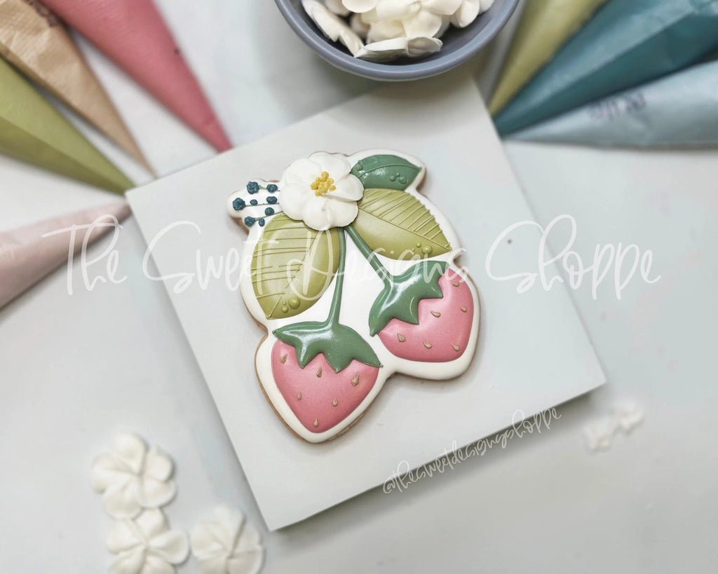 Cookie Cutters - Summer Floral Strawberries - Cookie Cutter - The Sweet Designs Shoppe - TSDS - - ALL,Cookie Cutter,Food,Food & Beverages,fruit,fruits,Fruits and Vegetables,Promocode,STL,Summer