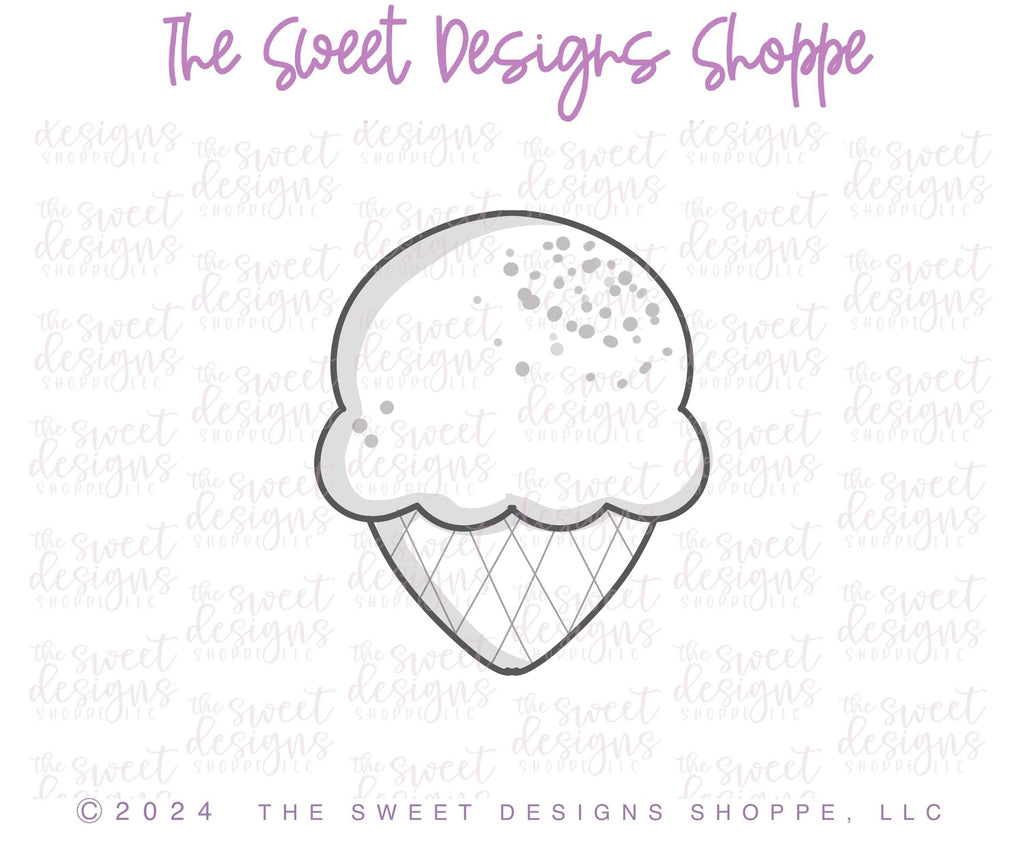 Cookie Cutters - Summer Ice Cream Cone - Cookie Cutter - The Sweet Designs Shoppe - TSDS - - 4th,4th July,4th of July,ALL,cone,Cookie Cutter,Food,Food & Beverages,Ice Cream,icecream,Patriotic,pop,popscicle,Promocode,STL,Sweet,Sweets,USA,valentine,valentines