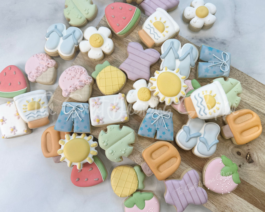Cookie Cutters - Summer Pool Party - Cookie Cutters Set - Set of 14 Cookie Cutters - The Sweet Designs Shoppe - TSDS - - Accesories,Accessories,accessory,ALL,beach,bicycle,Clothing / Accessories,Cookie Cutter,fruity summer,icecream,Mini Sets,pool,pool party,Promocode,regular sets,set,STL,Summer,summer plaque