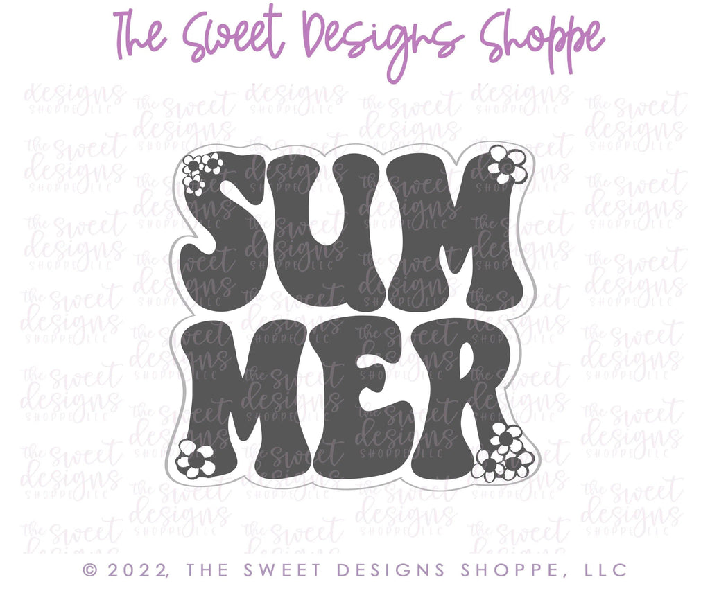 Cookie Cutters - SUMMER Retro Plaque - Cookie Cutter - The Sweet Designs Shoppe - - 4th, 4th July, 4th of July, ALL, Banner, Cookie Cutter, fourth of July, Patriotic, Plaque, Plaques, PLAQUES HANDLETTERING, Promocode, Summer, USA