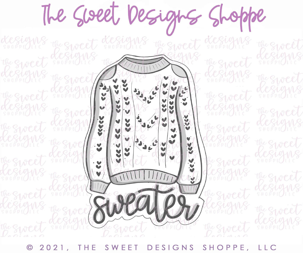 Cookie Cutters - Sweater Cookie Sticker - Cookie Cutter - The Sweet Designs Shoppe - - Accesories, Accessories, accessory, ALL, Christmas, Christmas / Winter, Christmas Cookies, Clothing / Accessories, Cookie Cutter, Fall, Fall / Thanksgiving, handlettering, Plaque, PLAQUES HANDLETTERING, Promocode, ugly