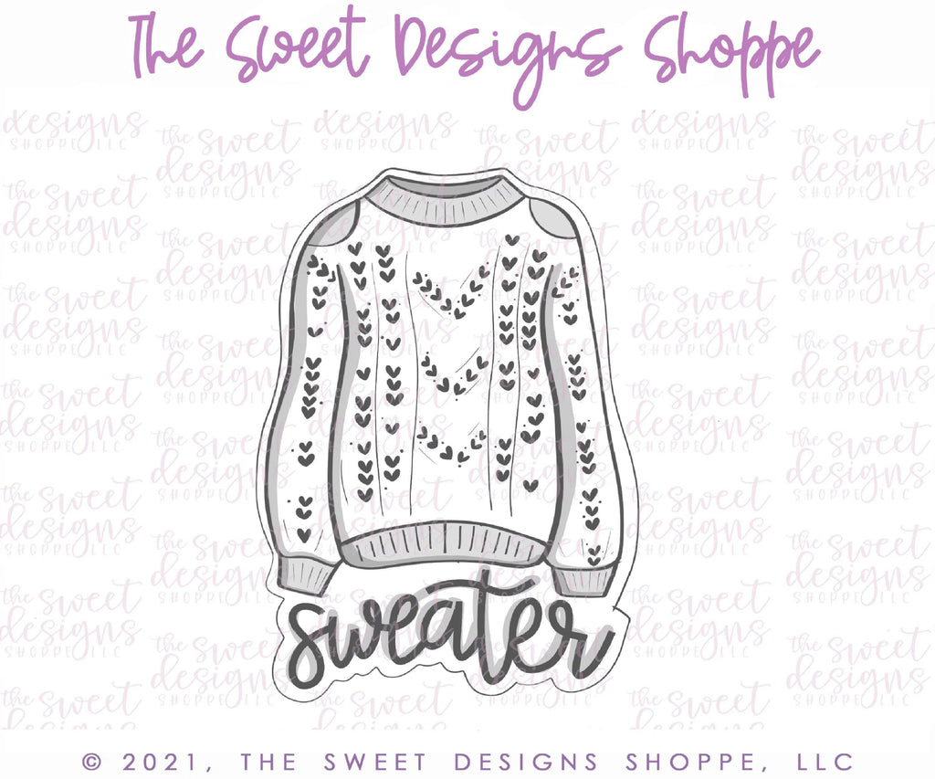 Cookie Cutters - Sweater Cookie Sticker - Cookie Cutter - The Sweet Designs Shoppe - TSDS - - Accesories,Accessories,accessory,ALL,Christmas,Christmas / Winter,Christmas Cookies,Clothing / Accessories,Cookie Cutter,Fall,Fall / Thanksgiving,handlettering,Plaque,PLAQUES HANDLETTERING,Promocode,ugly