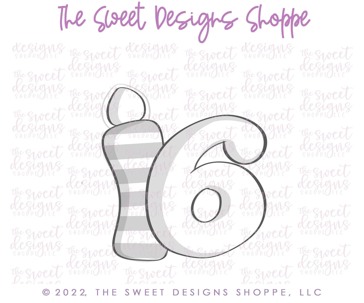 Cookie Cutters - Sweet 16 Candle - Cookie Cutter - The Sweet Designs Shoppe - TSDS - - ALL,Birthday,candles,celebration,Cookie Cutter,happybirthdday,Lady Milk Stache,Lady MilkStache,LadyMilkStache,Promocode,STL