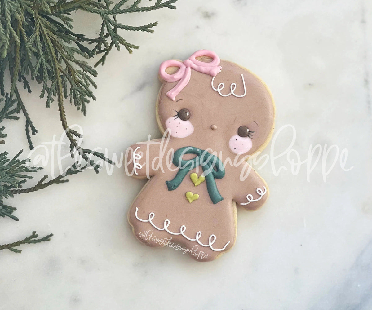Cookie Cutters - Sweet Gingerbread Girl - Cookie Cutter - The Sweet Designs Shoppe - TSDS - - ALL,Christmas,Christmas / Winter,Cookie Cutter,Ginger boy,ginger bread,Ginger girl,Gingerboy,gingerbread,gingerbread man,Gingergirl,Promocode,STL