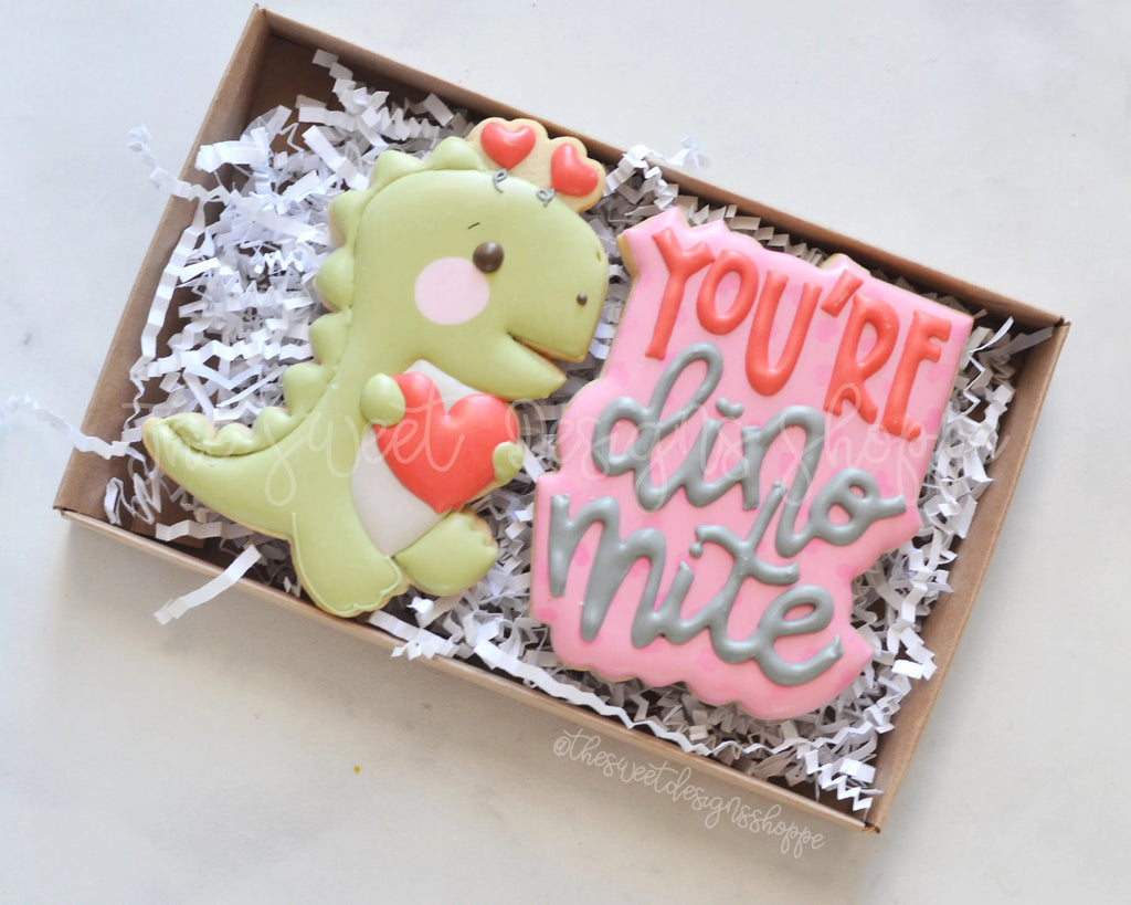 Cookie Cutters - T-Rex Dinosaur & You're Dino Mine Plaque Set - 2 Piece Set - Cookie Cutters - The Sweet Designs Shoppe - - ALL, Animal, Animals, Animals and Insects, Cookie Cutter, Mini Set, Mini Sets, Promocode, regular sets, set, sets, valentine, valentines