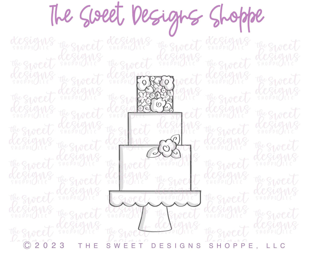 Cookie Cutters - Tall 3 Tier Wedding Cake - Cookie Cutter - The Sweet Designs Shoppe - - ALL, Bachelorette, Birthday, Bridal, Bridal Shower, cake, Christmas, Cookie Cutter, Food, Food & Beverages, Promocode, Sweet, Sweets, Wedding