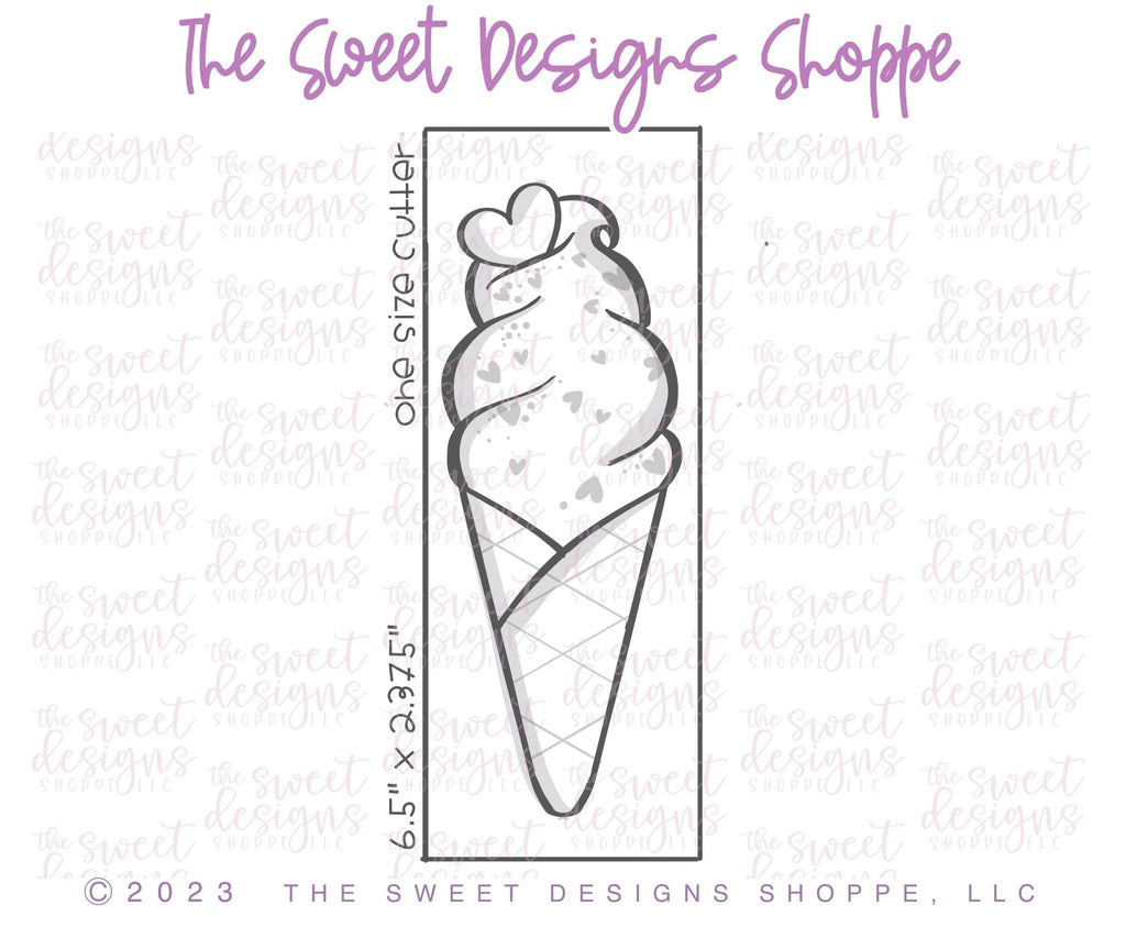 Cookie Cutters - Tall and Narrow Ice Cream - Cookie Cutter - The Sweet Designs Shoppe - TSDS - - ALL,Cookie Cutter,fast food,Food,Food & Beverages,Ice Cream,icecream,Misc,Miscellaneous,Promocode,STL,Summer,Sweet,Sweets,valentine,valentines
