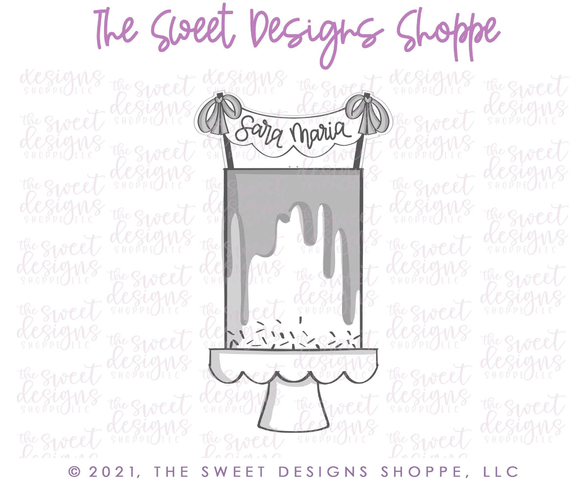 Cookie Cutters - Tall Cake with Bunting - Cookie Cutter - The Sweet Designs Shoppe - TSDS - - ALL,Birthday,Cookie Cutter,kid,kids,Promocode,STL,Sweet,Sweets