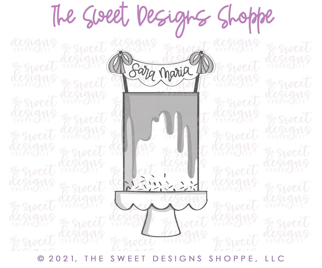 Cookie Cutters - Tall Cake with Bunting - Cookie Cutter - The Sweet Designs Shoppe - - ALL, Birthday, Cookie Cutter, kid, kids, Promocode, Sweet, Sweets