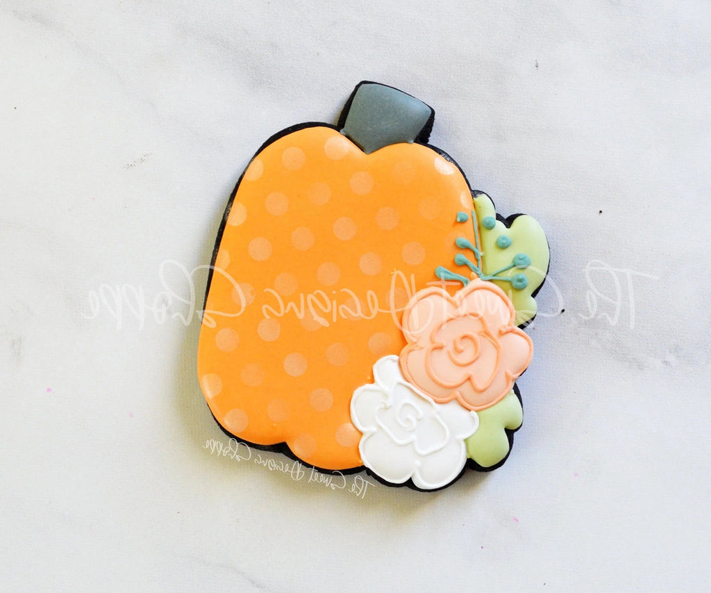 Cookie Cutters - Tall Floral Pumpkin v2- Cookie Cutter - The Sweet Designs Shoppe - TSDS - - ALL,Cookie Cutter,Customize,fall,Fall / Halloween,Fall / Thanksgiving,Food,Food & Beverages,halloween,Promocode,Pumpkin,thanksgiving,Vegetable