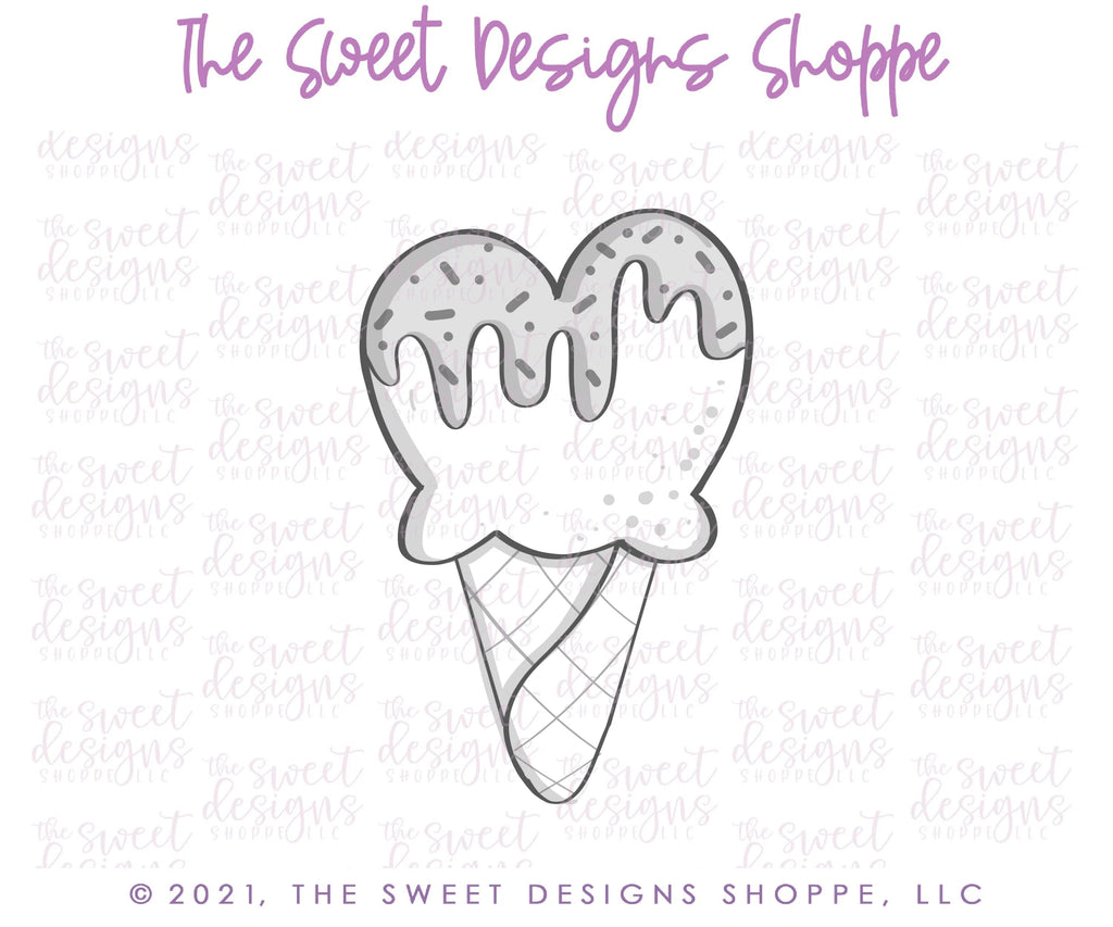 Cookie Cutters - Tall Heart Ice Cream Waffle - Cookie Cutter - Sweet Designs Shoppe - - ALL, Birthday, cone, Cookie Cutter, icecream, kid, kids, Promocode, Sweet, Sweets