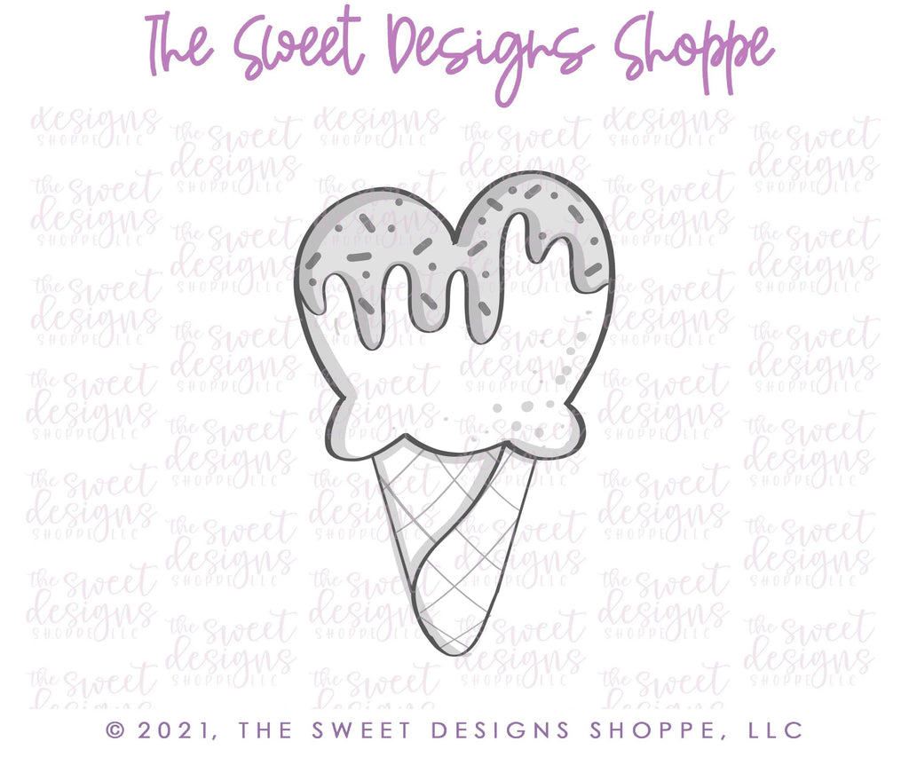 Cookie Cutters - Tall Heart Ice Cream Waffle - Cookie Cutter - The Sweet Designs Shoppe - - ALL, Birthday, cone, Cookie Cutter, icecream, kid, kids, Promocode, Sweet, Sweets