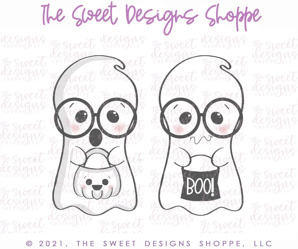 Cookie Cutters - Tall Nerdy Ghost - Cookie Cutter - Sweet Designs Shoppe - - ALL, Boo, Cookie Cutter, Ghost, halloween, Promocode