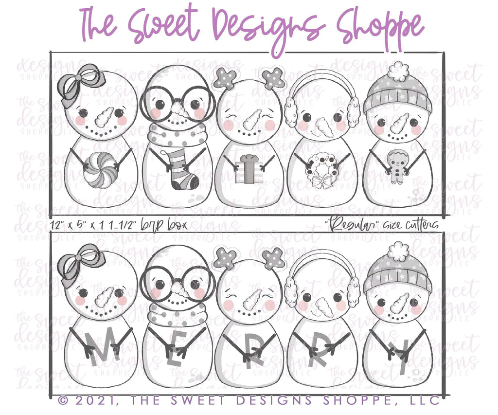 Cookie Cutters - Tall Snowman Set - Set of 5 - Cookie Cutters - The Sweet Designs Shoppe - TSDS - - ALL,Christmas,Christmas / Winter,Christmas Cookies,Cookie Cutter,Frosty,Mini Sets,Promocode,regular sets,set,STL