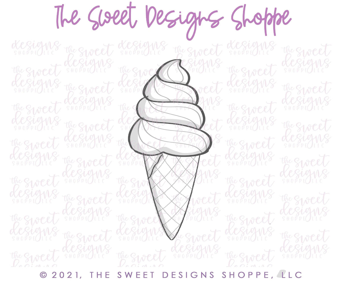 Cookie Cutters - Tall Waffle Ice Cream - Cookie Cutter - The Sweet Designs Shoppe - TSDS - - ALL,Birthday,cone,Cookie Cutter,icecream,kid,kids,Promocode,STL,Sweet,Sweets