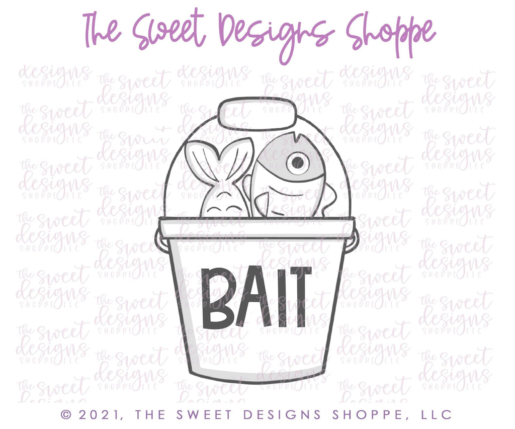 Cookie Cutters - Tallish Bait Bucket - Cookie Cutter - The Sweet Designs Shoppe - - ALL, Animal, Cookie Cutter, dad, Father, Fathers Day, fish, Fishing, grandfather, hobbie, Hobbies, Hobbies and Camping, hobby, Promocode, sea, sport, sports