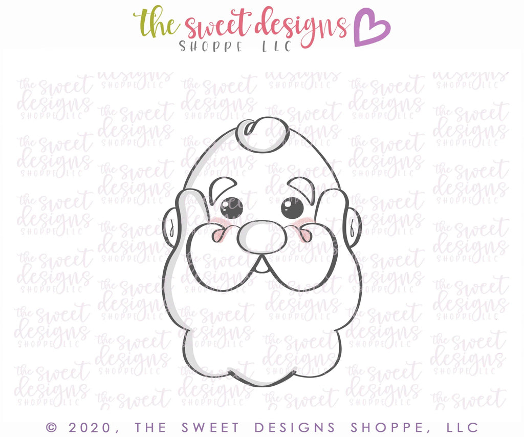 Cookie Cutters - Tallish Bald Santa Face - Cookie Cutter - The Sweet Designs Shoppe - TSDS - - ALL,Christmas,Christmas / Winter,Christmas Cookies,Cookie Cutter,Promocode,Santa,Santa Face