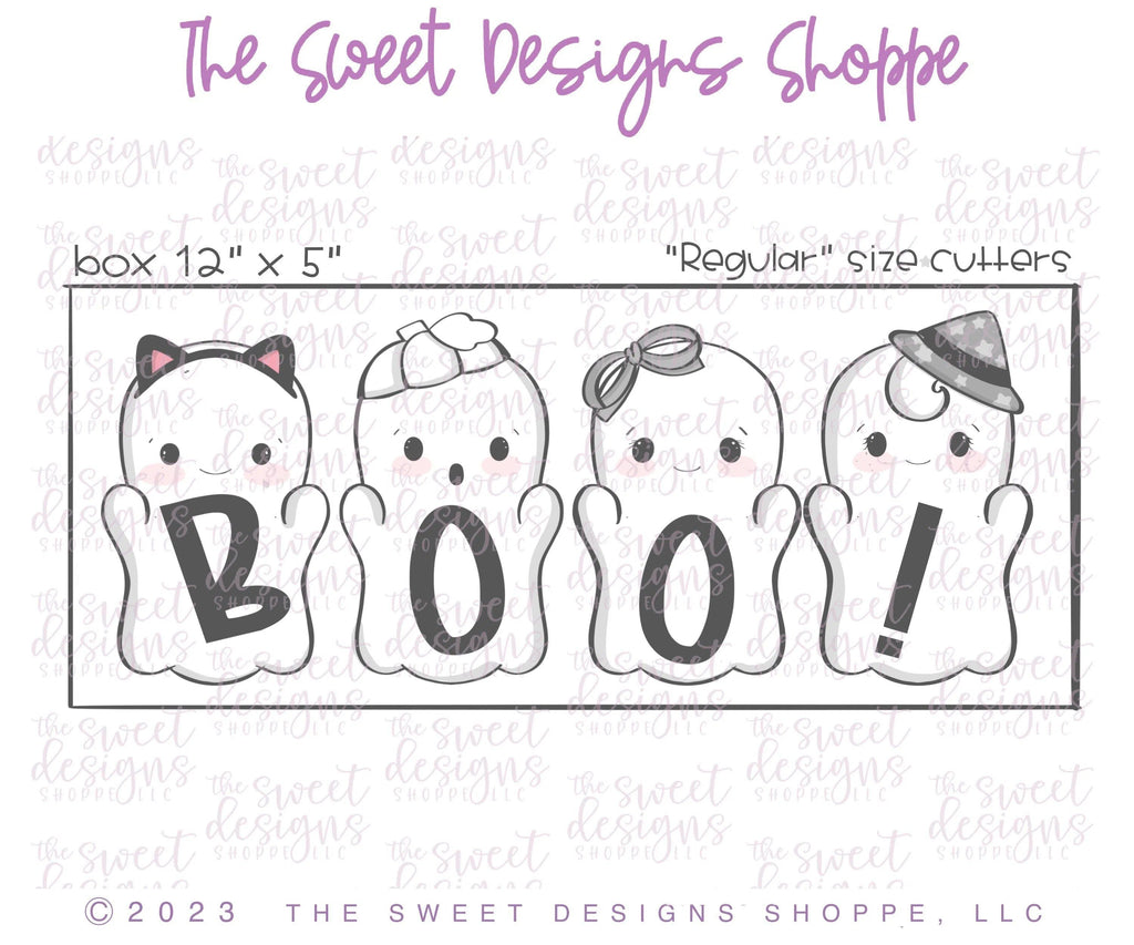 Cookie Cutters - Tallish BOO! Cookie Cutters Set - Set of 4 - Cookie Cutters - The Sweet Designs Shoppe - TSDS - - ALL,Cookie Cutter,halloween,Mini Sets,Promocode,regular sets,set,STL