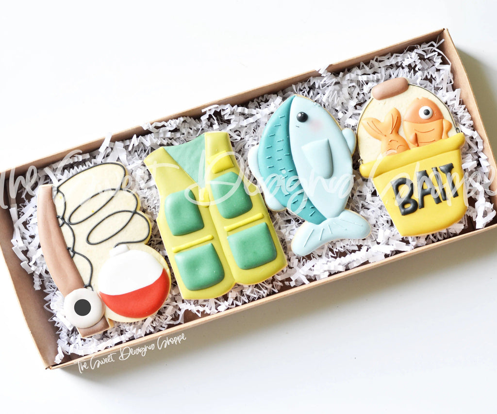 Cookie Cutters - Tallish Fishing Set - Cookie Cutters - The Sweet Designs Shoppe - - ALL, Cookie Cutter, dad, Father, father's day, fish, grandfather, Mini Sets, Promocode, regular sets, set, sport, sports