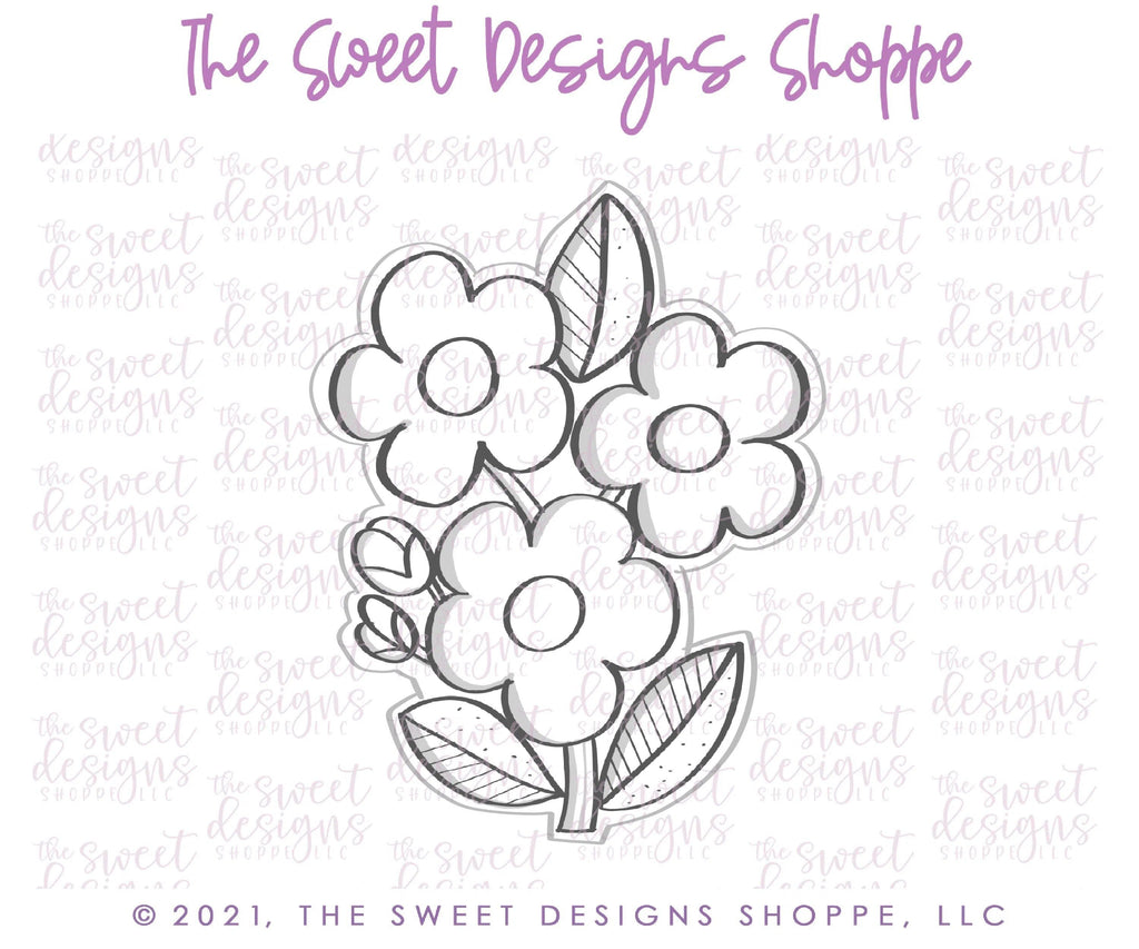 Cookie Cutters - Tallish Flower Bouquet- Cookie Cutter - The Sweet Designs Shoppe - - ALL, Cookie Cutter, Daisy, easter, Easter / Spring, Flower, Flowers, Leaves and Flowers, Mothers Day, nature, Promocode, Trees Leaves and Flowers, Woodlands Leaves and Flowers