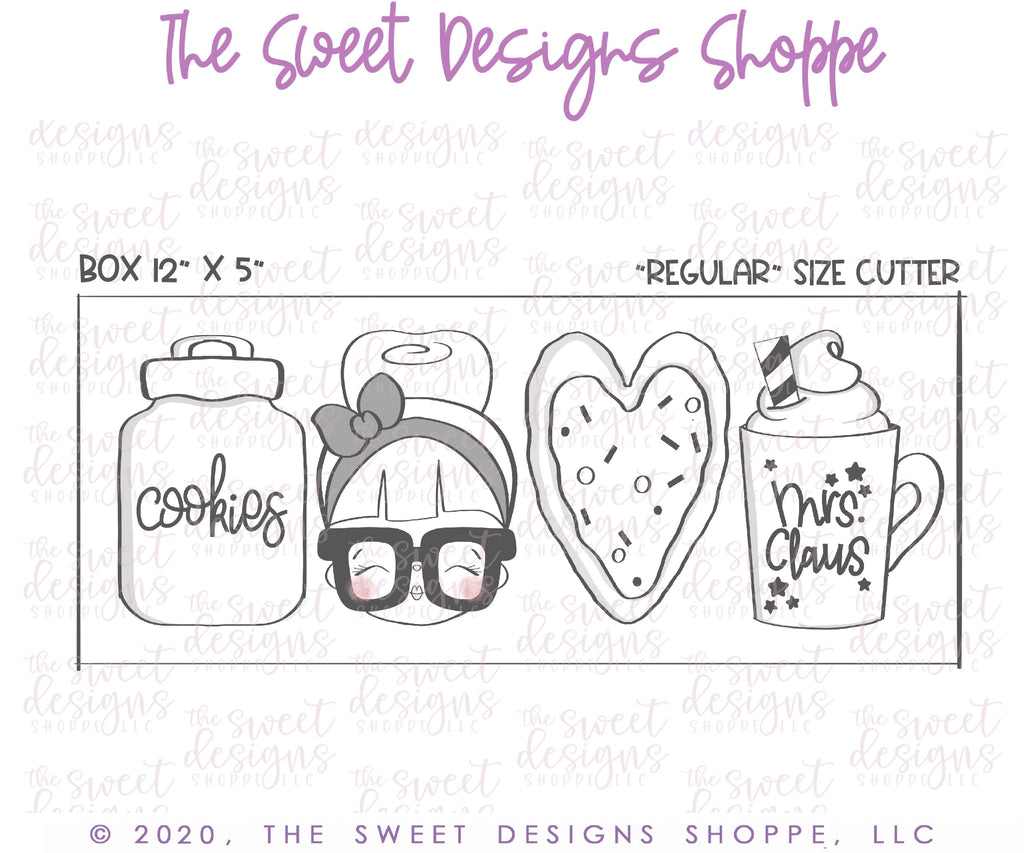 Cookie Cutters - Tallish Mrs. Claus Set - Cookie Cutters - The Sweet Designs Shoppe - TSDS - - ALL,Christmas,Christmas / Winter,Cookie Cutter,Mini Sets,mug,mugs,Promocode,regular sets,santa,set,STL