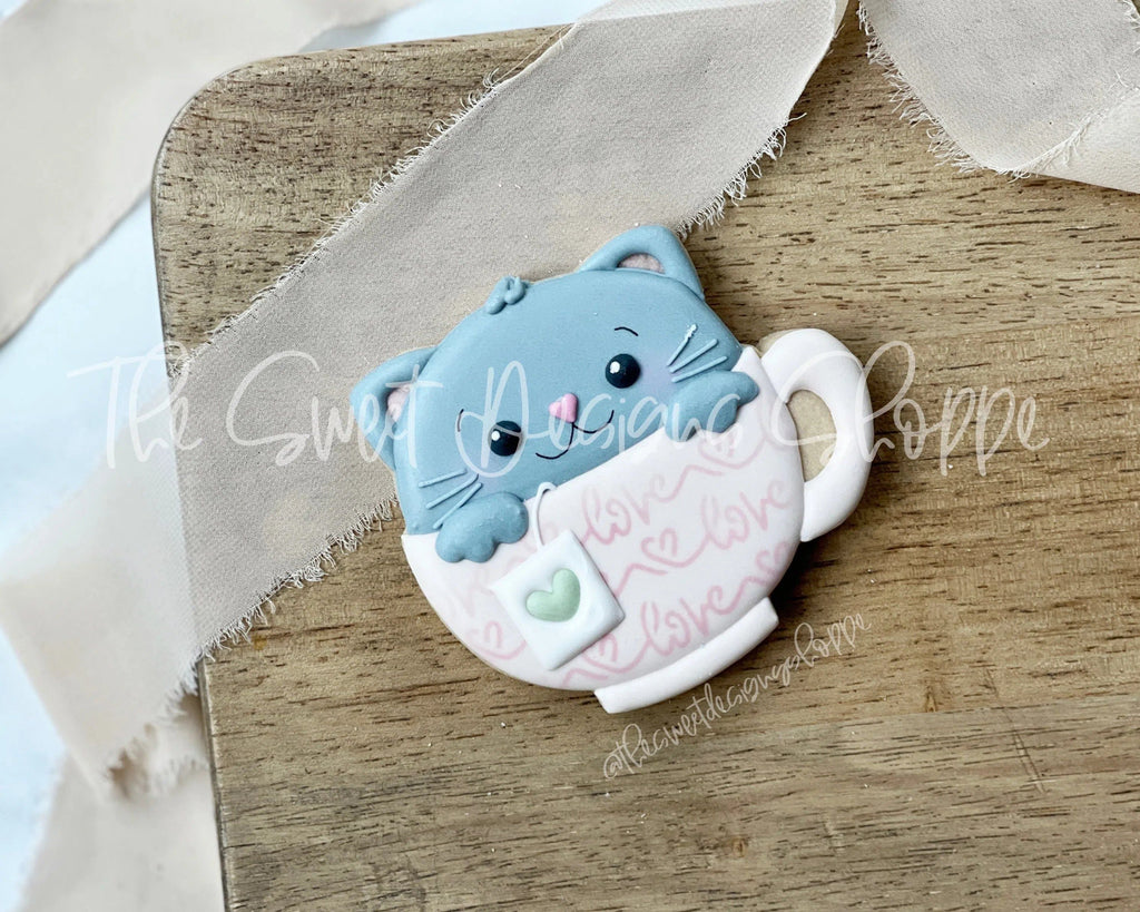 Cookie Cutters - Tea Cat - Cookie Cutter - The Sweet Designs Shoppe - - ALL, Animal, Animals, Animals and Insects, Cookie Cutter, Promocode, Valentine, Valentines