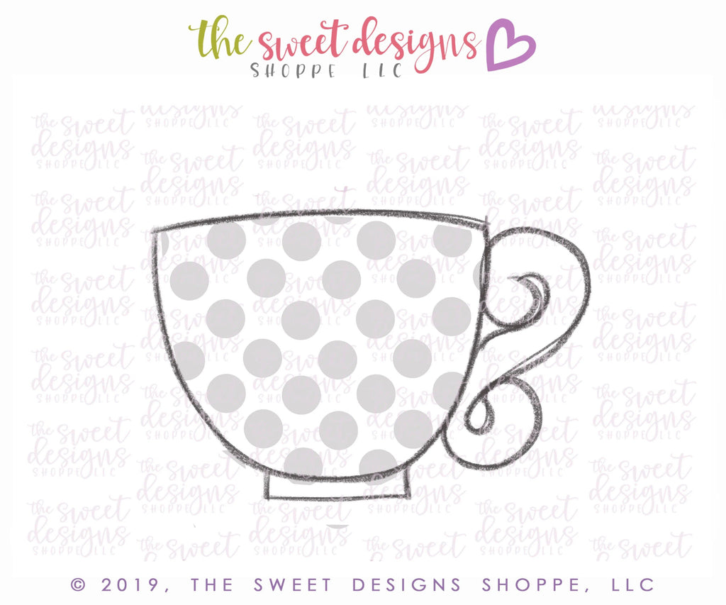 Cookie Cutters - Tea Cup 2019 - Cookie Cutter - The Sweet Designs Shoppe - - 2019, Alice, ALL, beverage, Cookie Cutter, Food, Food & Beverages, Food and Beverage, kids, Kids / Fantasy, MOM, mother, Mothers Day, Promocode, tea, Wonderland