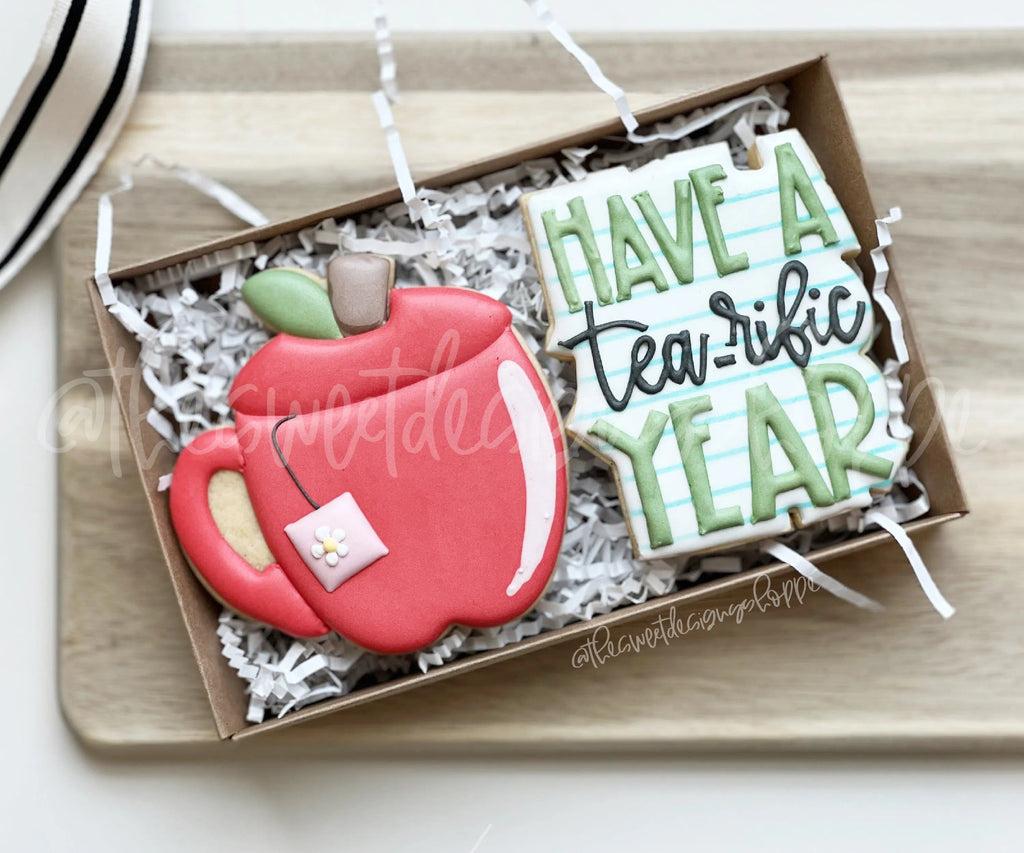 Cookie Cutters - Tea-rific Plaque and Apple Shaped Tea cup Set - 2 Piece Set - Cookie Cutters - The Sweet Designs Shoppe - - ALL, back to school, Cookie Cutter, handlettering, Mini Set, Mini Sets, Promocode, regular sets, School, School / Graduation, set, sets, Teacher, Teacher Appreciation, text