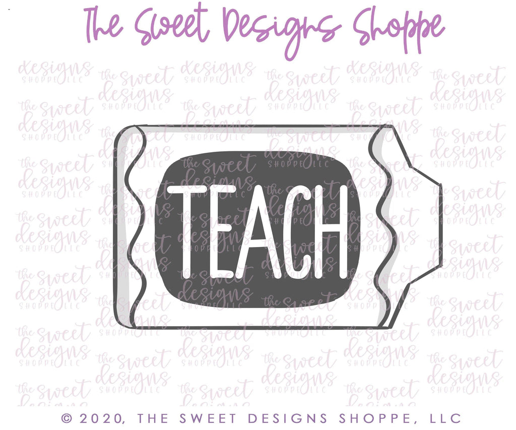 Cookie Cutters - TEACH Crayon - Cookie Cutter - The Sweet Designs Shoppe - - ALL, back to school, Cookie Cutter, Grad, graduations, home, house, Misc, Miscelaneous, Miscellaneous, Nerdy, Promocode, School, School / Graduation, School Bus, school supplies