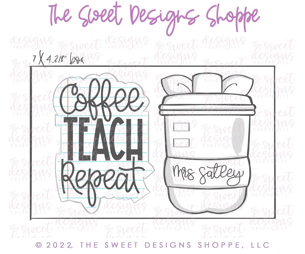 Cookie Cutters - TEACH Plaque with Apple Coffee Cup Set - 2 Piece Set - Cookie Cutters - Sweet Designs Shoppe - - ALL, back to school, Cookie Cutter, handlettering, Mini Set, Mini Sets, Promocode, regular sets, School, School / Graduation, set, sets, Teacher, Teacher Appreciation, text