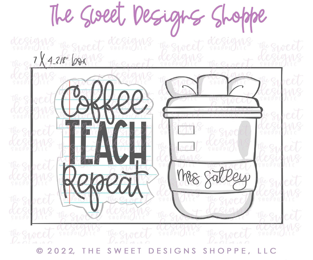 Cookie Cutters - TEACH Plaque with Apple Coffee Cup Set - 2 Piece Set - Cookie Cutters - The Sweet Designs Shoppe - TSDS - - ALL,back to school,Cookie Cutter,handlettering,Lettering,Mini Set,Mini Sets,Promocode,regular sets,School,School / Graduation,set,sets,Teacher,Teacher Appreciation,text